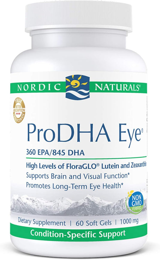 Nordic Naturals ProDHA Eye Soft Gels - Fish Oil with EPA & DHA, Lutein & Zeaxanthin for Neurological & Eye Health, 60 ct.