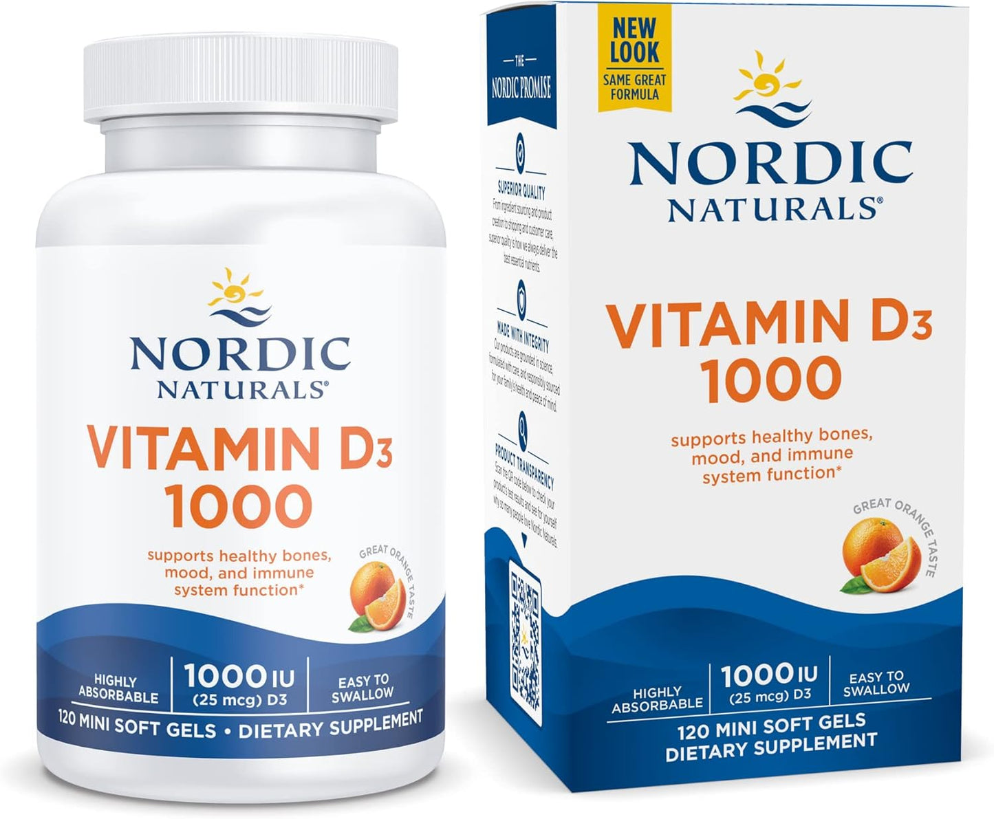 Nordic Naturals Vitamin D3 1000 IU Mini Soft Gels - Orange Flavor - Supports Bone Health, Mood, Immune System - Non-GMO - 120 Servings