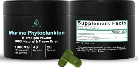Nordic Seawater Grown Marine Phytoplankton Capsules | Vegan Omega 3 Supplement with Amino Acids, Vitamins, & Minerals by Holistic Bin