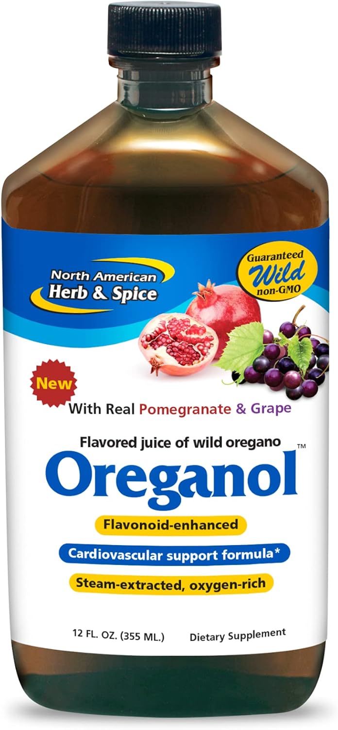 NORTH AMERICAN HERB & SPICE Oreganol Juice with Pomegranate & Grape - 12 fl oz - Cardiovascular Support - Non-GMO - 12 Servings