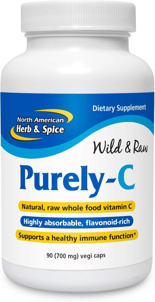 NORTH AMERICAN HERB & SPICE Purely-C Capsules - Boost Immune Health with Camu Camu Berries, Wild Berries, and Rose HIPS - Non-GMO - 30 Servings