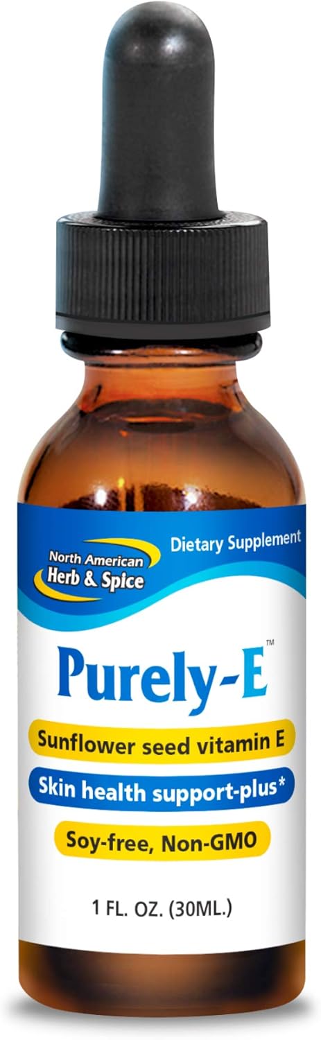 NORTH AMERICAN HERB & SPICE Purely-E Antioxidant Complex - 1 fl. oz. - Healthy Skin, Healing - Vitamin E from Sunflower, Pumpkin Seeds - Non-GMO