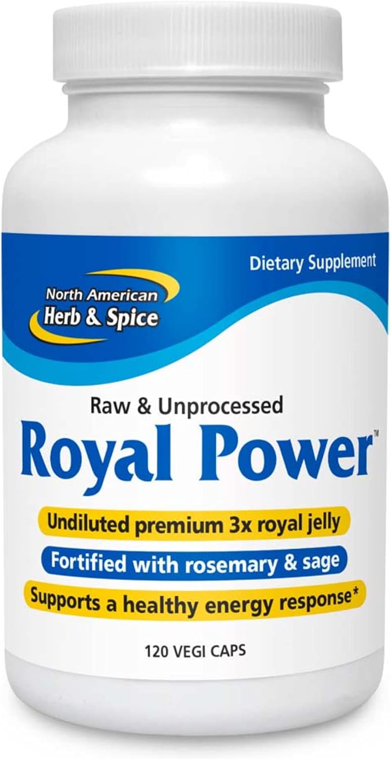 NORTH AMERICAN HERB & SPICE Royal Power Capsules - Royal Jelly Concentrate with Rosemary & Sage - Natural Energy Boost - Non-GMO - 60 Servings