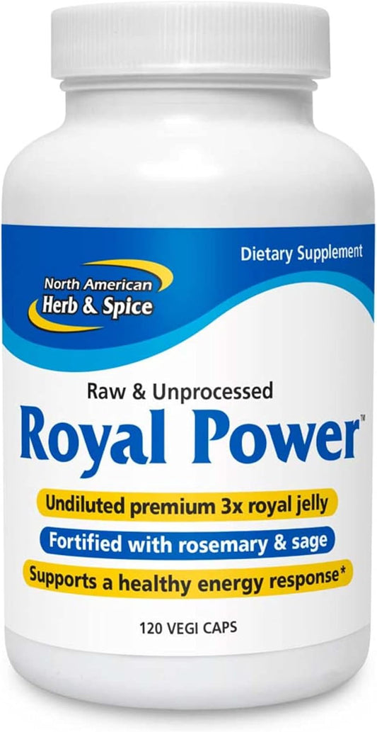 NORTH AMERICAN HERB & SPICE Royal Power Capsules - Royal Jelly Concentrate with Rosemary & Sage - Natural Energy Boost - Non-GMO - 60 Servings