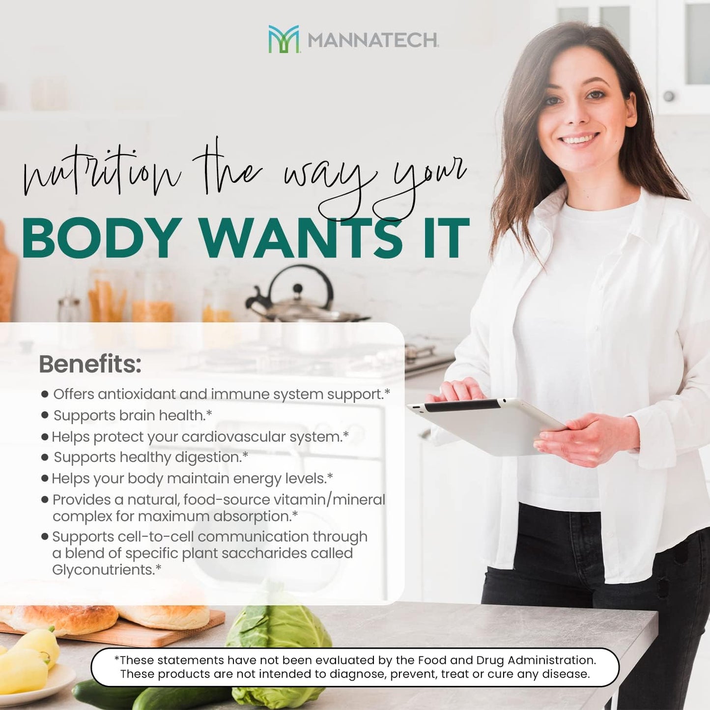 Nourishing Mannatech NutriVerus Glyconutritional Supplement with Vitamins A, C, B Complex, D - Antioxidants & Immune Support - 5.3oz/150g