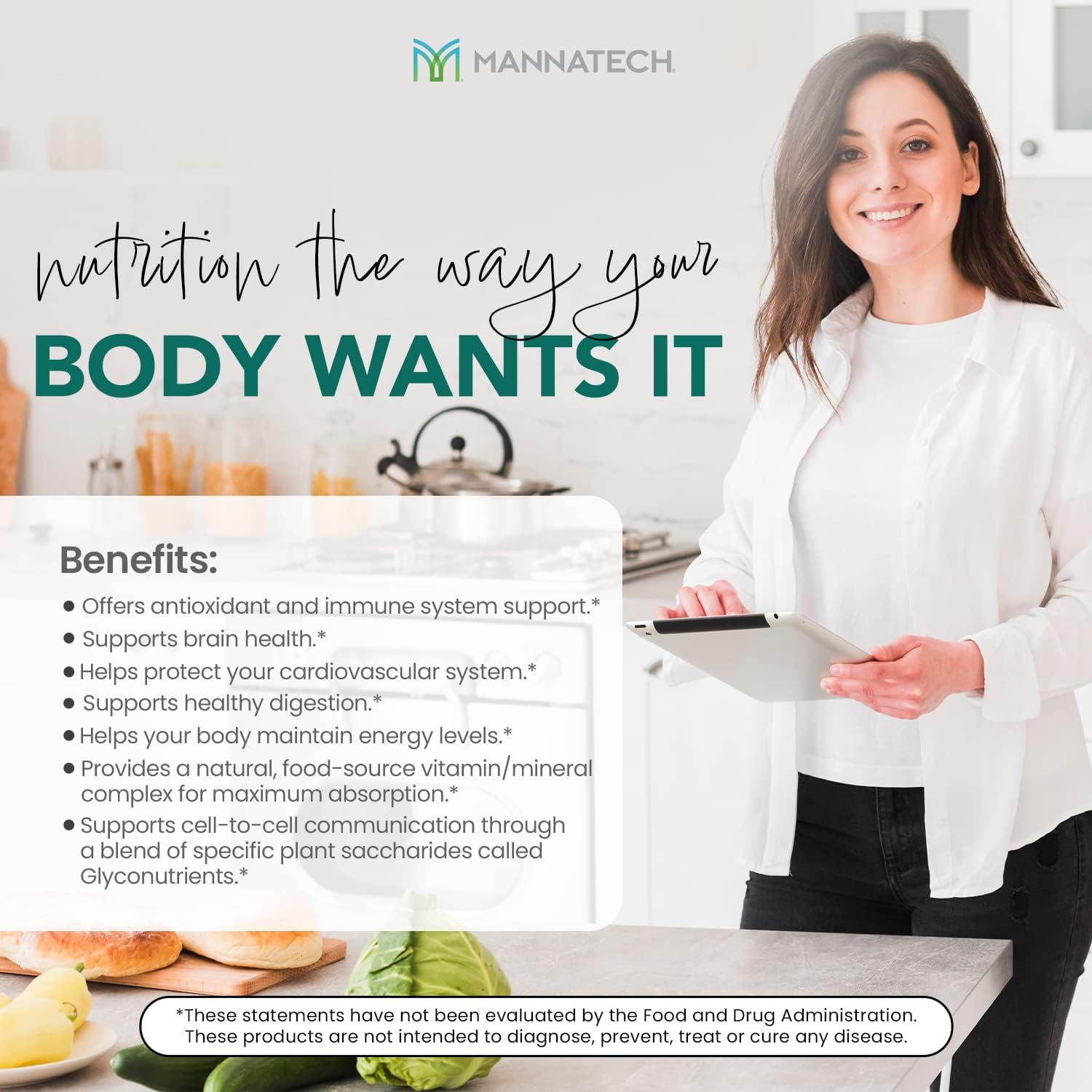 Nourishing Mannatech NutriVerus Glyconutritional Supplement with Vitamins A, C, B Complex, D - Antioxidants & Immune Support - 5.3oz/150g