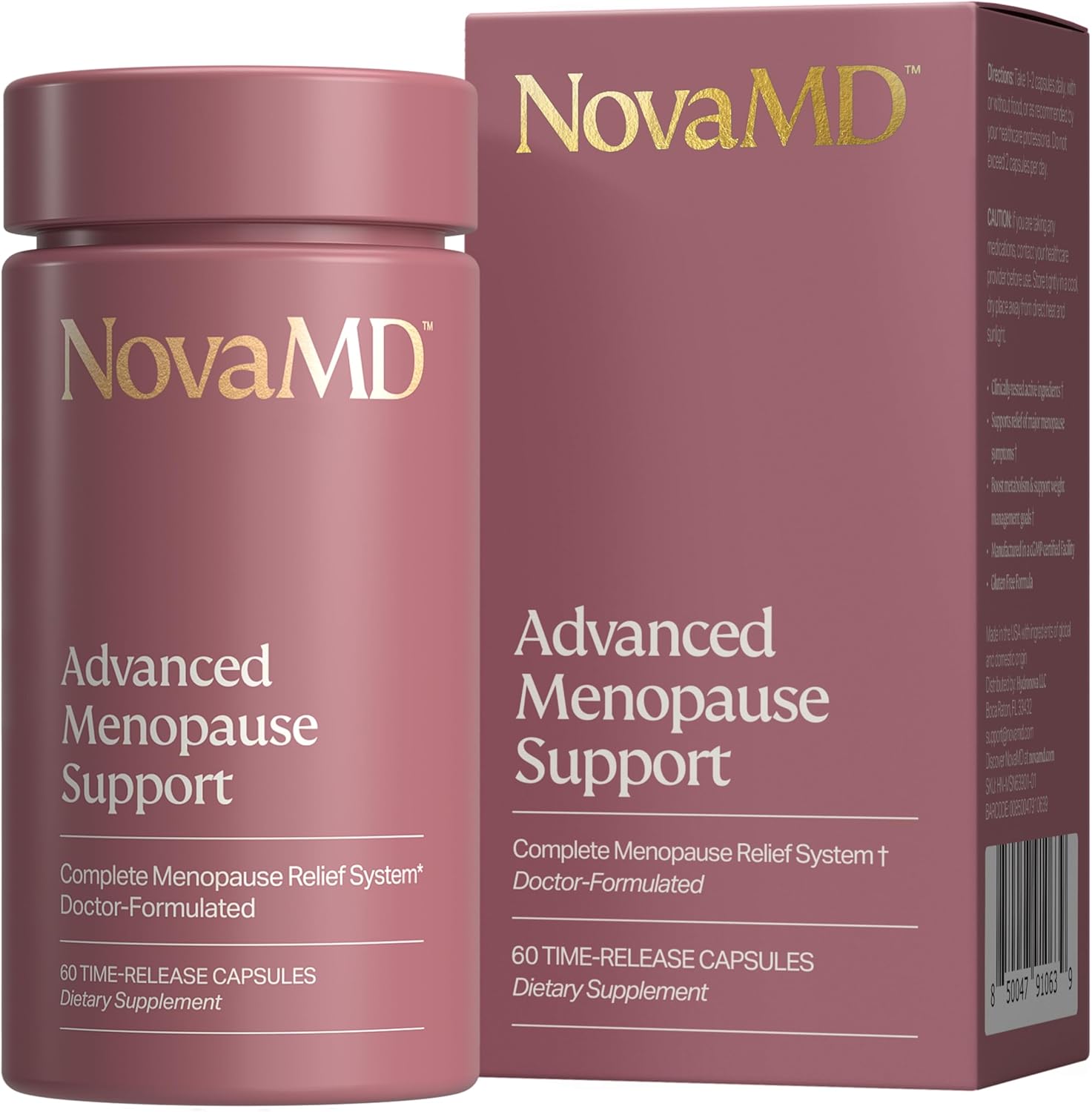 NOVAMD Menopause Supplement for Weight Management, Hot Flashes, Night Sweats, and Low Energy - Clinically Proven Complete Multi-Symptom Relief