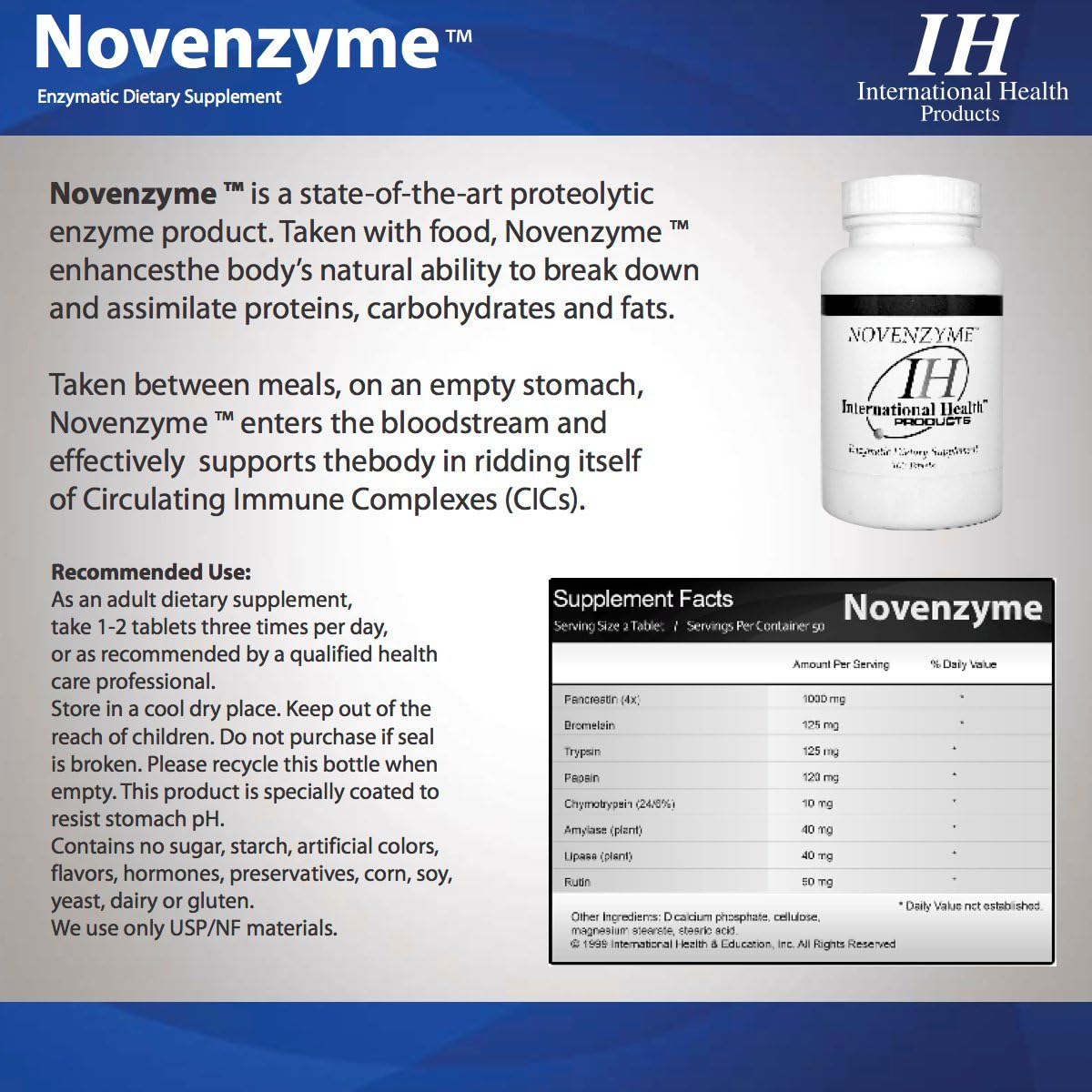 NOVENZYME™ 100 Tablets: Enhance Digestion and Nutrient Absorption