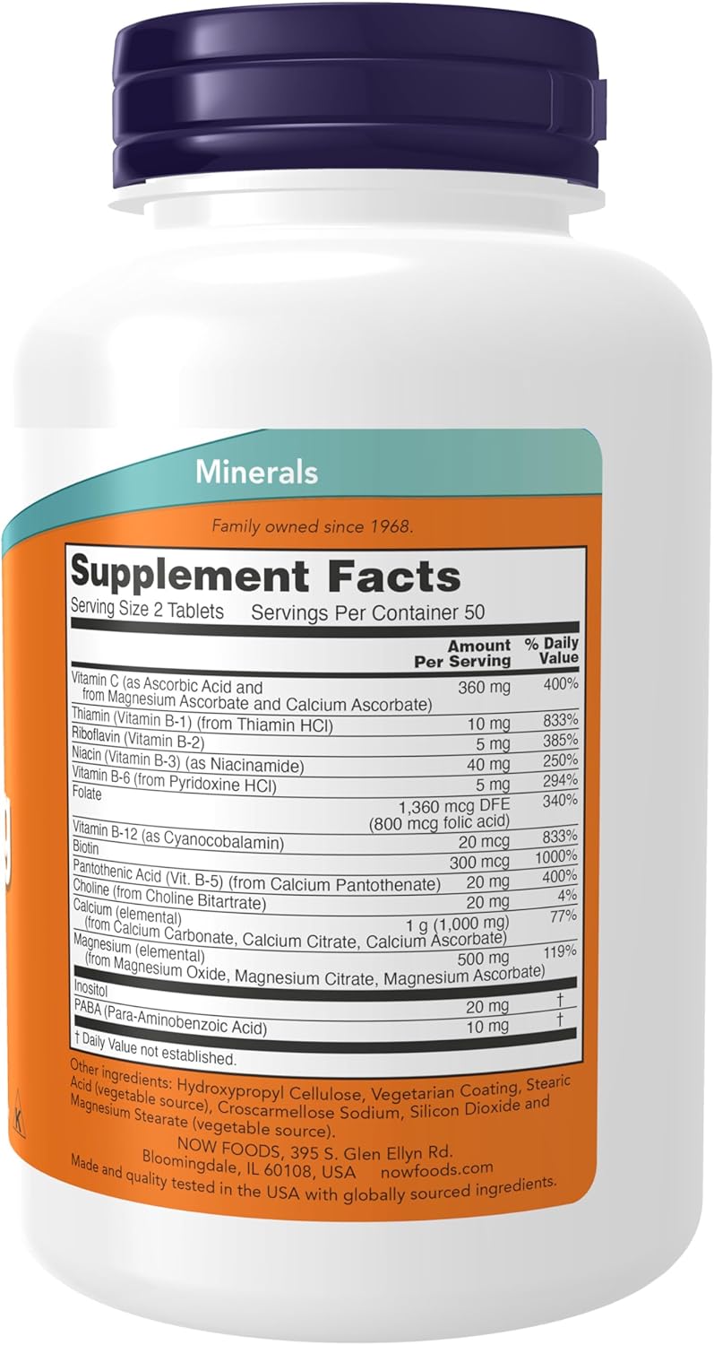 NOW Cal-Mag Stress Formula with B-Complex and Vitamin C - 100 Tablets