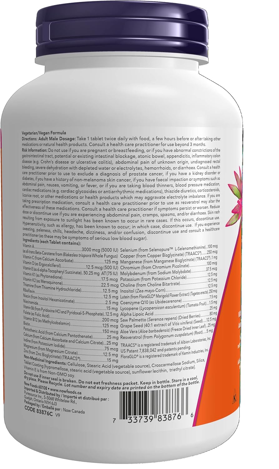 Now Foods Adam Men's Multi 2/Day 120 Tablets, 120 Count Bottle