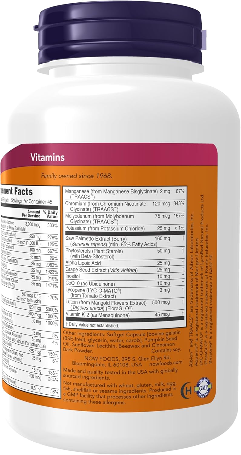 NOW Foods Adam Men's Multiple Vitamin - 90 Softgels: Essential Daily Vitamins for Men's Health