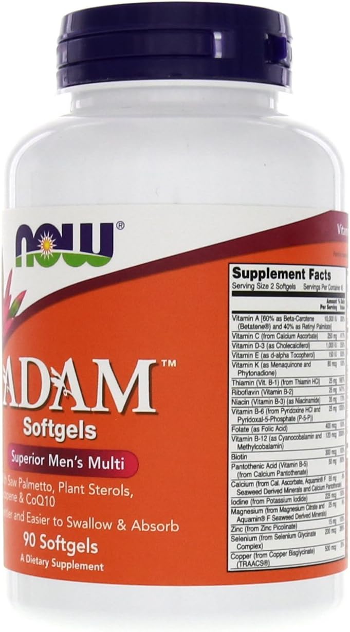 NOW Foods Adam Men's Multiple Vitamin 90 Softgels - Pack of 180 Softgels
