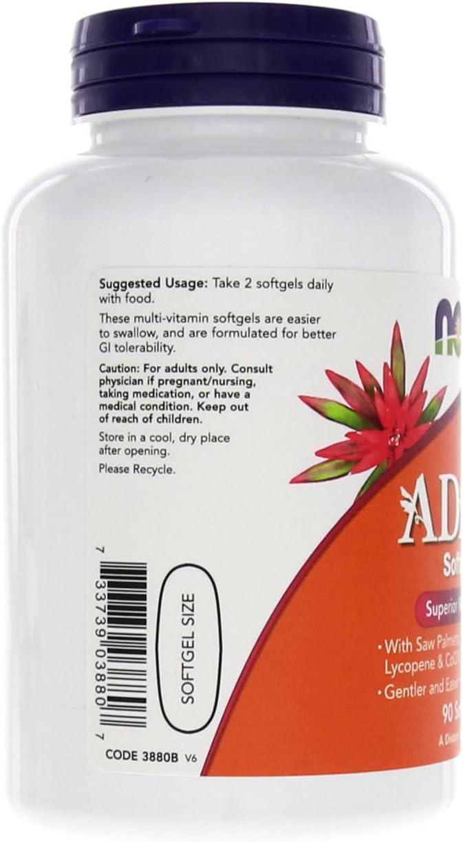 NOW Foods Adam Men's Multiple Vitamin 90 Softgels - Pack of 180 Softgels