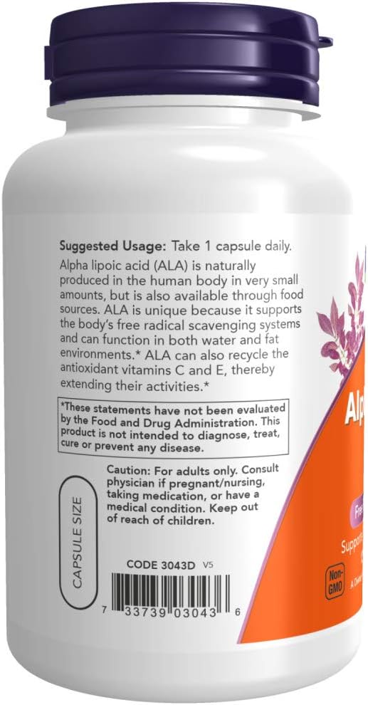 NOW Foods Alpha Lipoic Acid 250mg - 240 Vegetable Capsules - Pack of 2