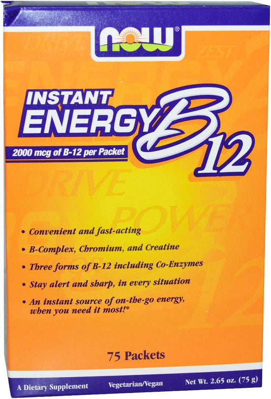 Now Foods B-12 Instant Energy Packets - 75 Packets, Convenient On-the-Go Energy Boost