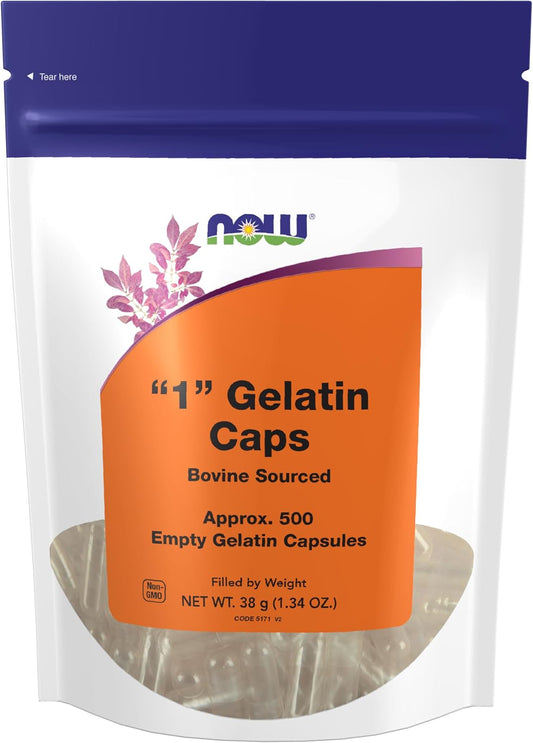 NOW Foods Bovine Sourced Empty Gelatin Capsules - 500 Gel Capsules by Weight