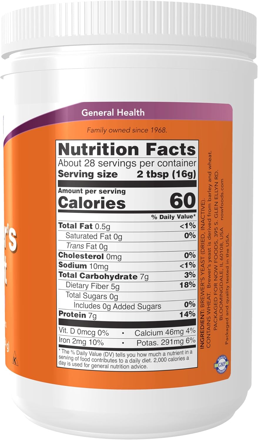 NOW Foods Brewer's Yeast Powder 1lb - Rich in Protein and B-Vitamins - BoostGo Australia