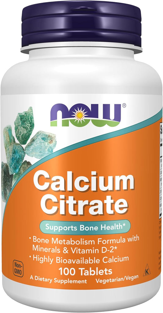 NOW Foods Calcium Citrate with Vitamin D, Magnesium, Zinc, Copper, Manganese - 100 Tablets