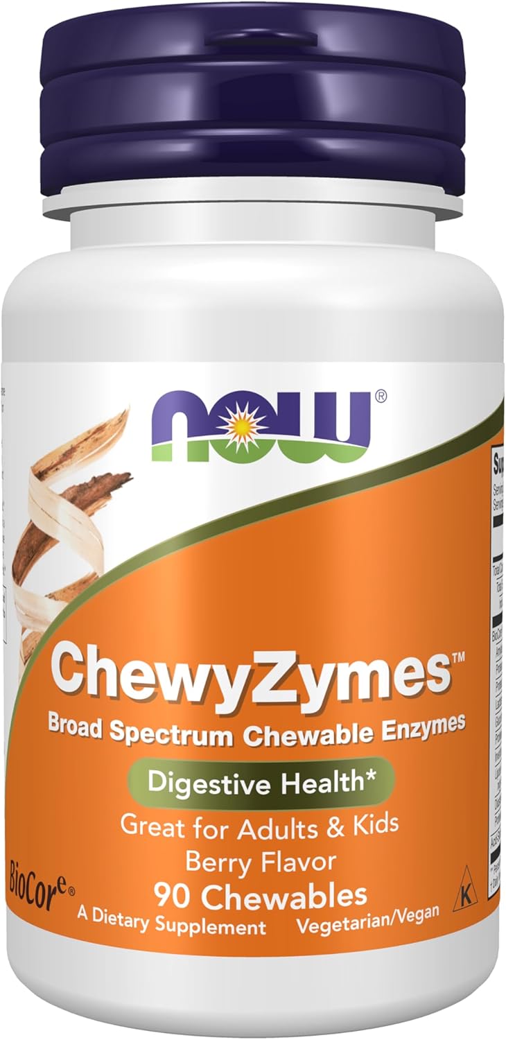 NOW Foods ChewyZymes: Berry Flavor Broad Spectrum Chewable Enzymes - 90 Chewables