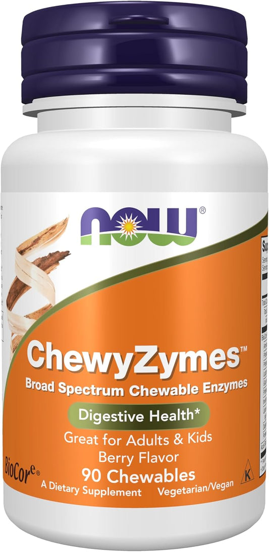 NOW Foods ChewyZymes: Berry Flavor Broad Spectrum Chewable Enzymes - 90 Chewables