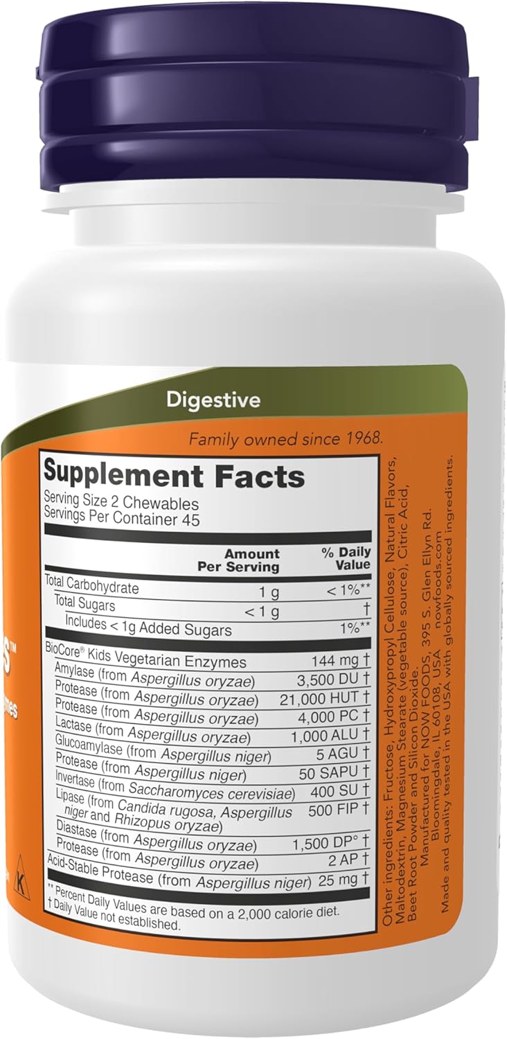 NOW Foods ChewyZymes: Berry Flavor Broad Spectrum Chewable Enzymes - 90 Chewables