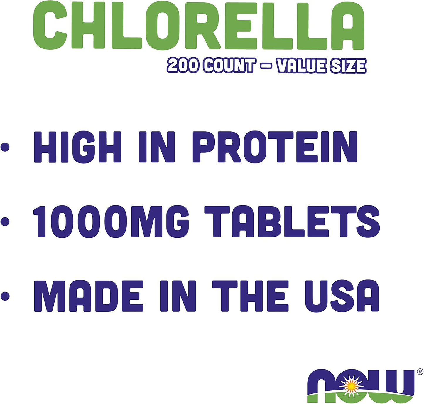 Now Foods Chlorella Tablets - 1000mg, 200 Count (Pack of 2) - Rich in Chlorophyll, Beta-Carotene - Non-GMO, Vegan - Superfood Supplement for Women and Men