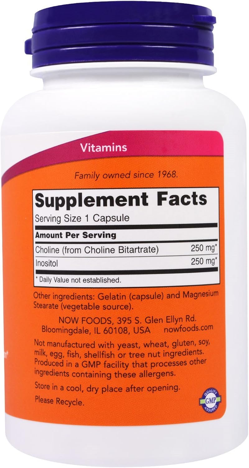 Now Foods Choline & Inositol Capsules, 500 mg, 100 Count, Pack of 3