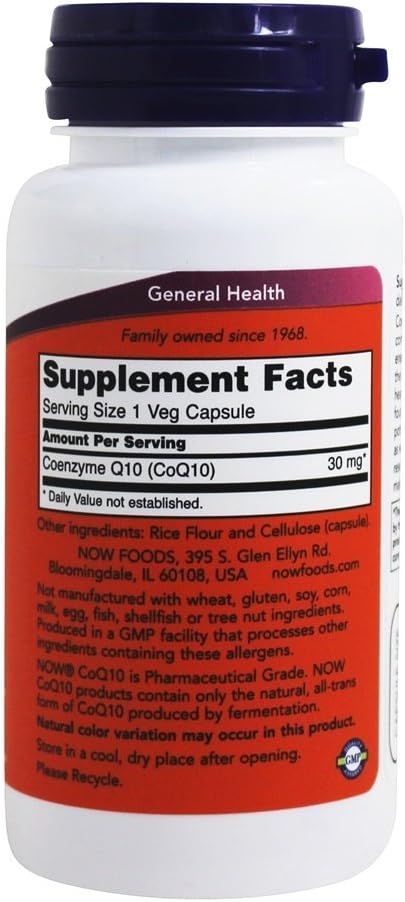 Now Foods Coq10 30mg 60 Vegetarian Capsules for Heart Health Support