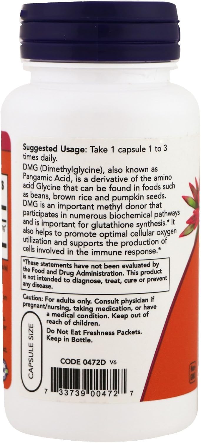 Now Foods DMG 125mg Capsules - 100 Count Bottle, Immune Support Supplement