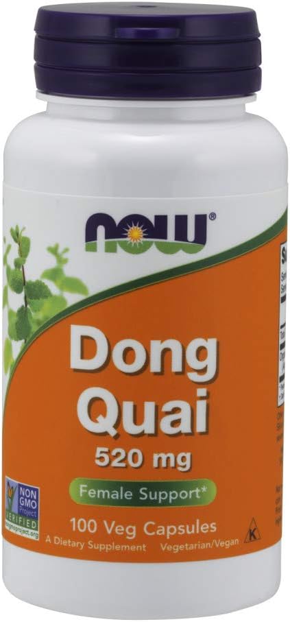 NOW Foods Dong Quai 520mg 100 Capsules - Twin Pack for Hormonal Balance & Menstrual Health