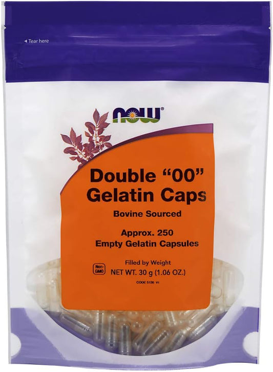 NOW Foods Double "00" Bovine Gelatin Capsules, 250 Count