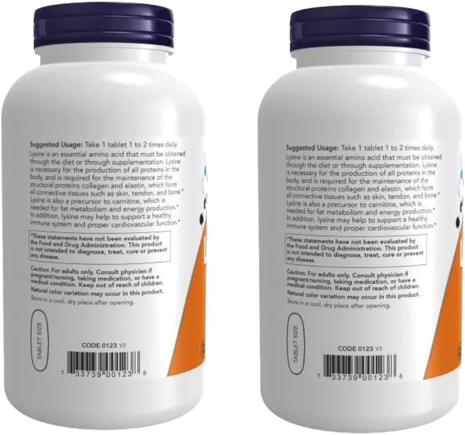 NOW Foods Double Strength L-Lysine Hydrochloride Supplements - 1,000 mg, Amino Acid - 500 Tablets w/ Pill Organizer
