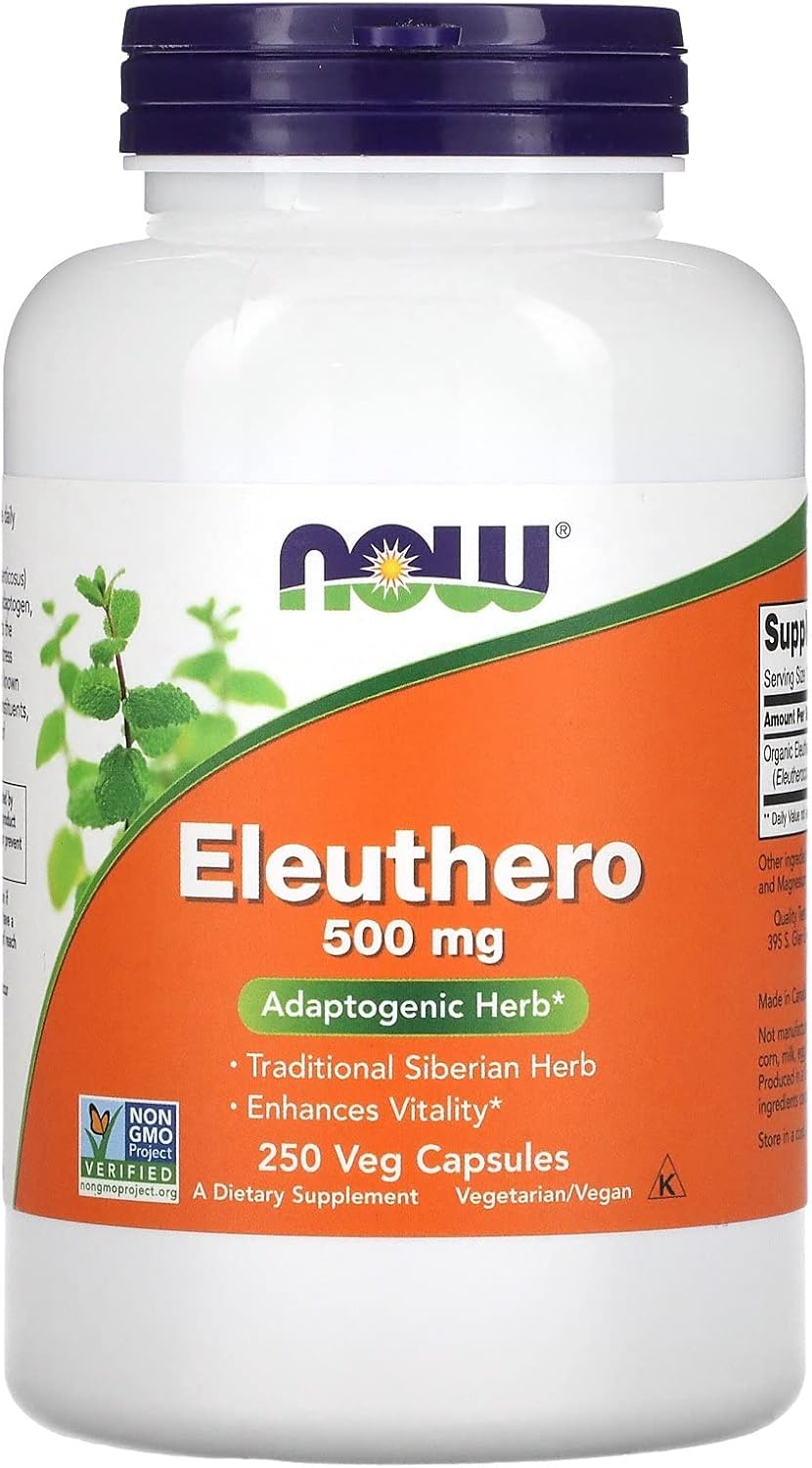 Now Foods Eleuthero Root 500mg Capsules - 250 Count - Herbal Supplement for Energy and Immune Support
