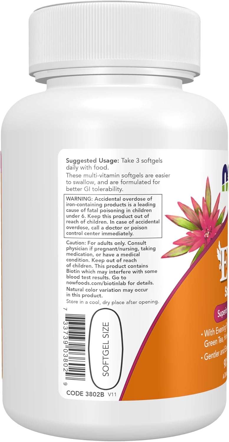 NOW Foods Eve Women's Multivitamin with Evening Primrose, Cranberry, Green Tea, Horsetail Silica & CoQ10 - 90 Softgels for Women's Health