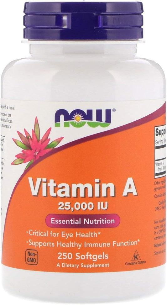 Now Foods Fish Liver Oil Vitamin A 25000IU Softgels - Pack of 6