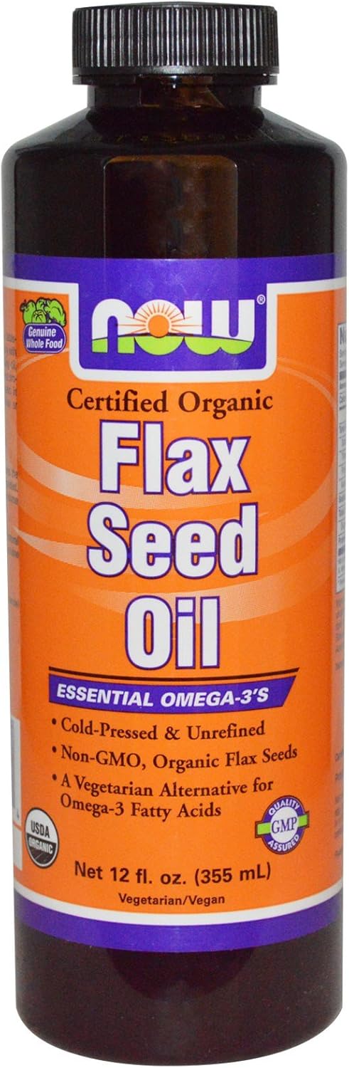 NOW Foods Flax Seed Oil, 12-Ounces - Pack of 2 for Improved Health and Wellness
