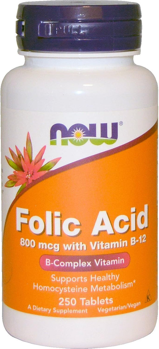 NOW Foods Folic Acid 800mcg Tablets - 4 Pack, 1000 Count Total