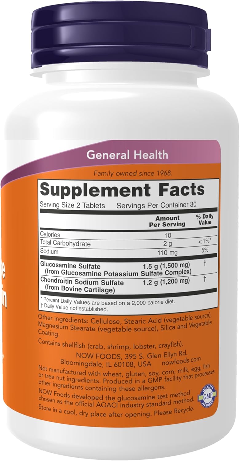 NOW Foods Glucosamine & Chondroitin Extra Strength Supplements - 60 Tablets