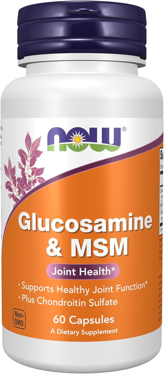 NOW Foods Glucosamine & MSM with Chondroitin Sulfate for Joint Health - 60 Veg Capsules