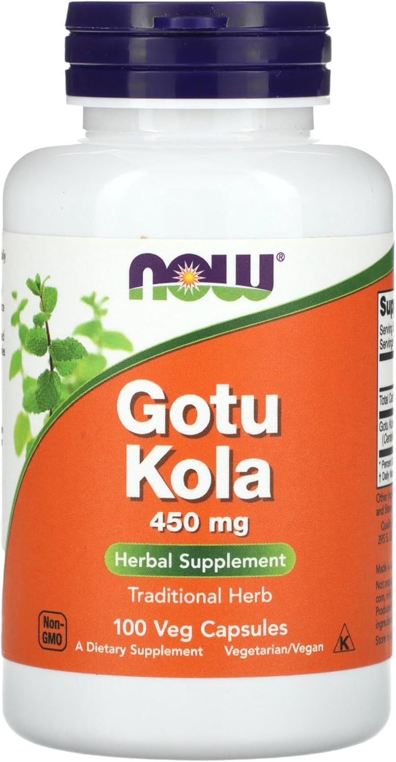 NOW Foods Gotu Kola Capsules - 450 mg, 100 Count Bottle