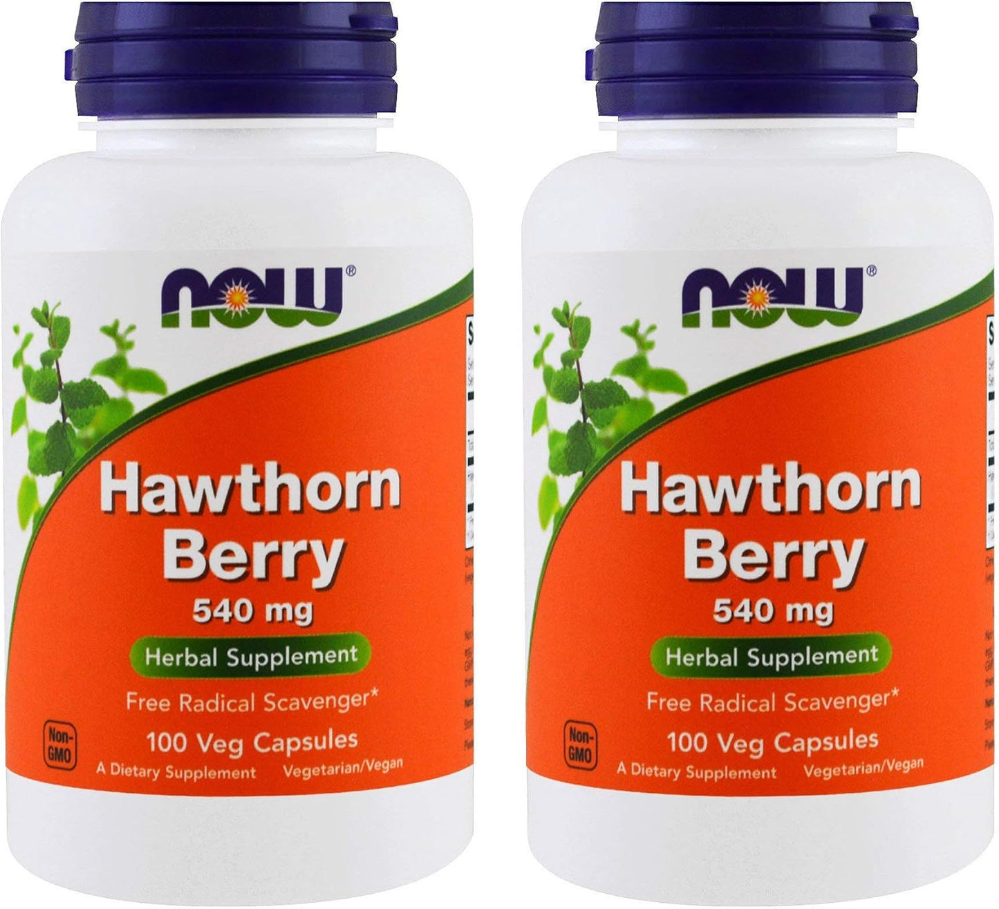 NOW Foods Hawthorn Berry 540 mg - 100 Veg Capsules x 2 Pack for Heart Health and Blood Pressure Support