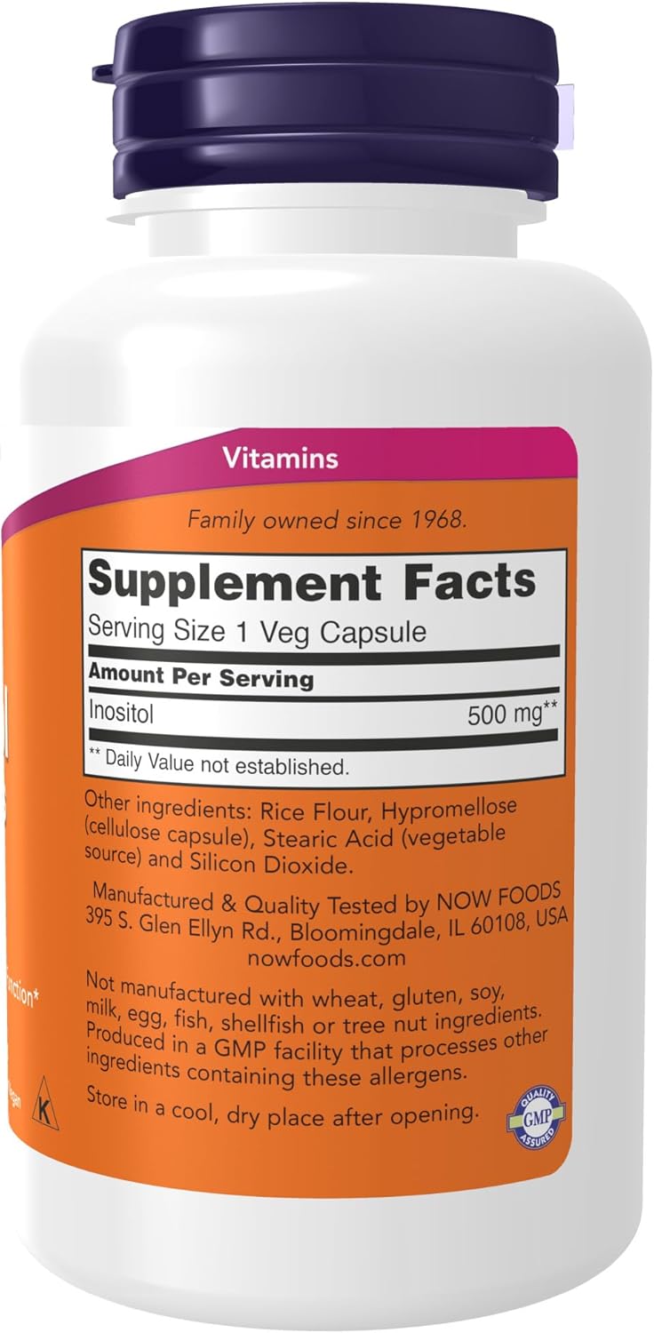 NOW Foods Inositol 500 mg - 100 Capsules - Supports Mood and Cognitive Health