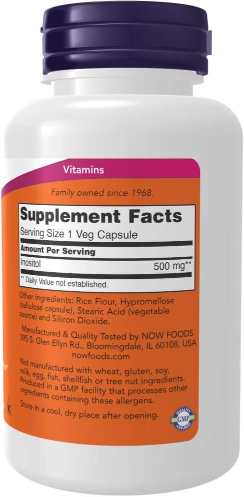 NOW Foods Inositol Capsules - 100 Count, 500mg - Supports Mood and Overall Well-Being