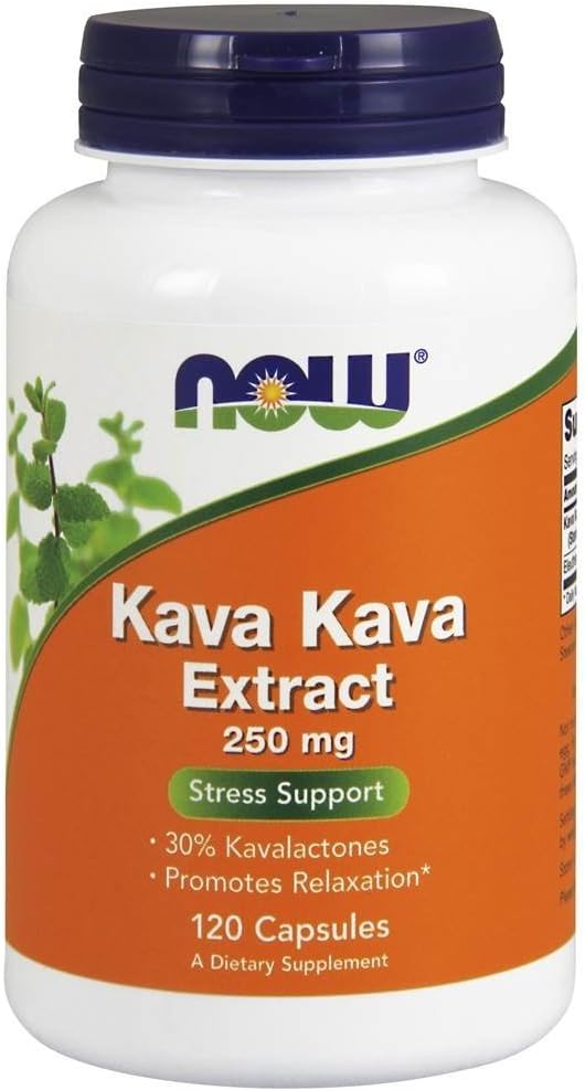 NOW Foods Kava Kava Capsules 250mg - 120 Count - Premium Quality Herbal Supplement