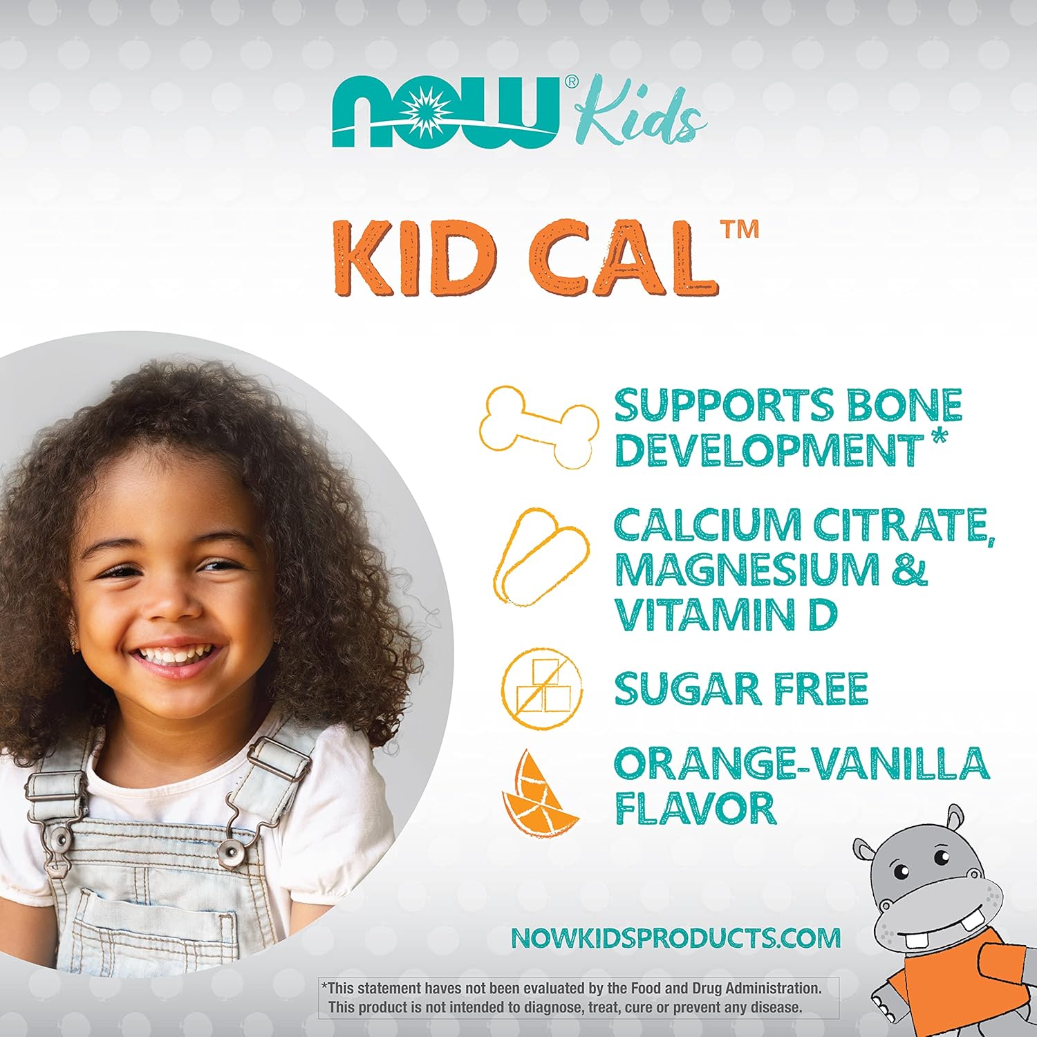 NOW Foods Kid Cal Chewables with Calcium Citrate, Magnesium, Vitamin D - Tart Orange Flavor - 100 Count x 2 Pack