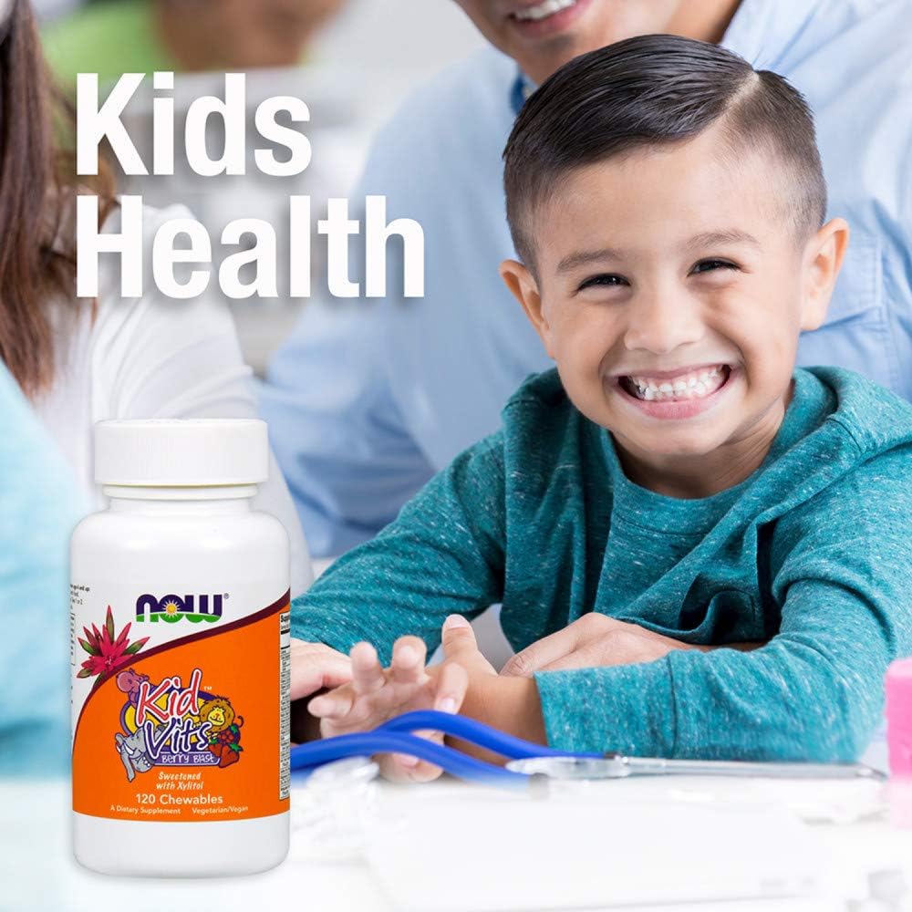 NOW Foods Kid Vits Berry Lemonade 120 Chewable Tablets for Children's Health and Immunity Boost