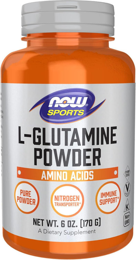 NOW Foods L-Glutamine Pure Powder, 6-Ounce - Amino Acid Supplement for Nitrogen Transport - Sports Nutrition