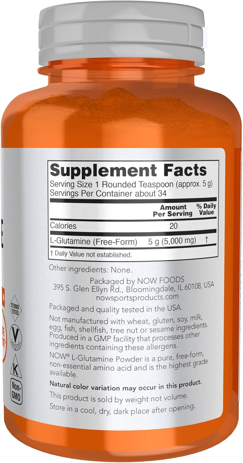 NOW Foods L-Glutamine Pure Powder, 6-Ounce - Amino Acid Supplement for Nitrogen Transport - Sports Nutrition
