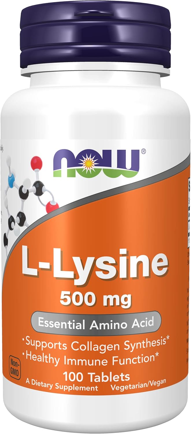 Now Foods L-Lysine 500mg Tablets - 3 Pack, 100 Count Each