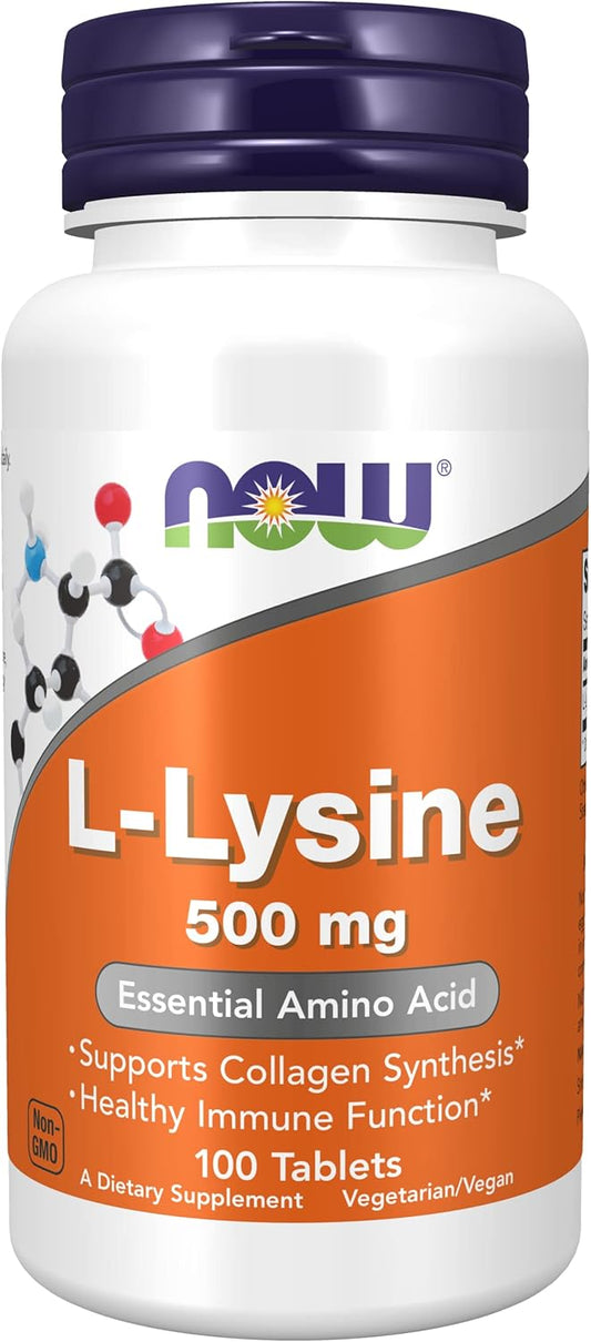 Now Foods L-Lysine 500mg Tablets - 3 Pack, 100 Count Each